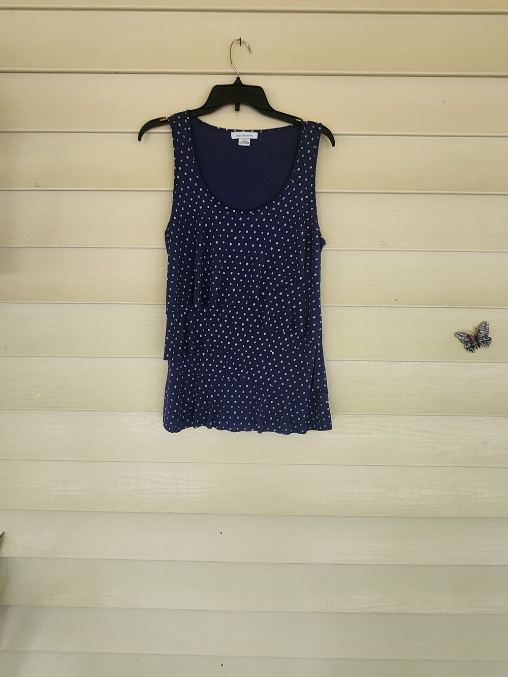 Croft & Barrow Navy Polka Dot Sleeveless Tank Top